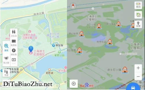 上海迪士尼樂園高德百度地圖標注樂園游玩大比拼！